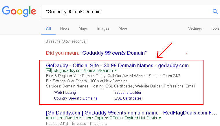 Godaddy $1.17 Domain
