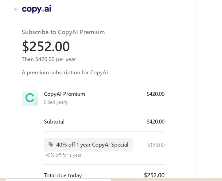 Copy.ai Promo Code applied automatically