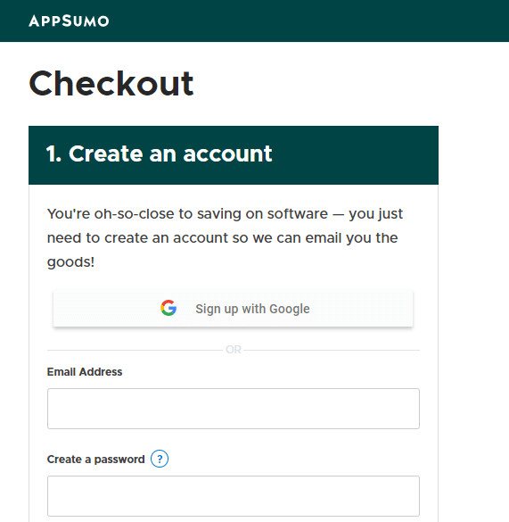 create an account on appsumo
