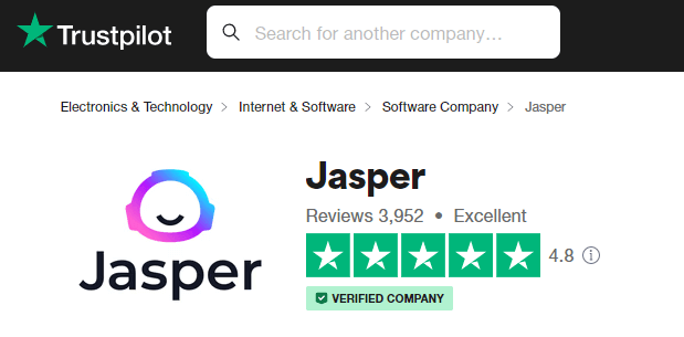 Jasper AI trustpilot