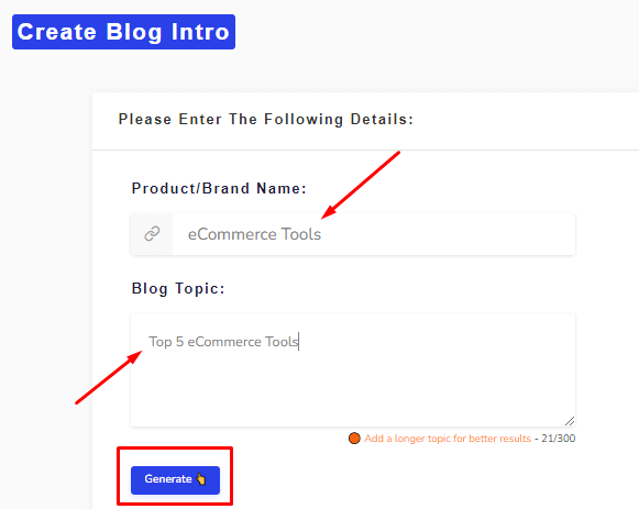 create a blog intro