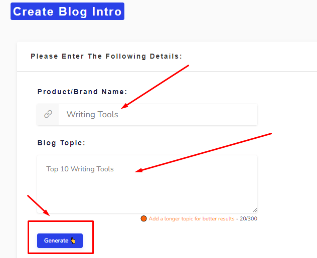 create blog intro writecream