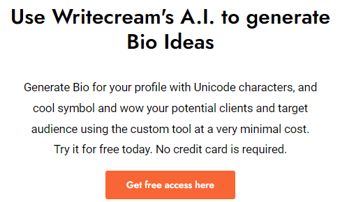 writecream bio generator