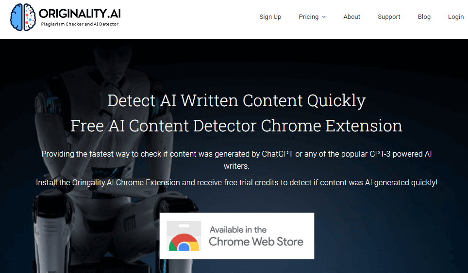 originality.ai free trial landing page