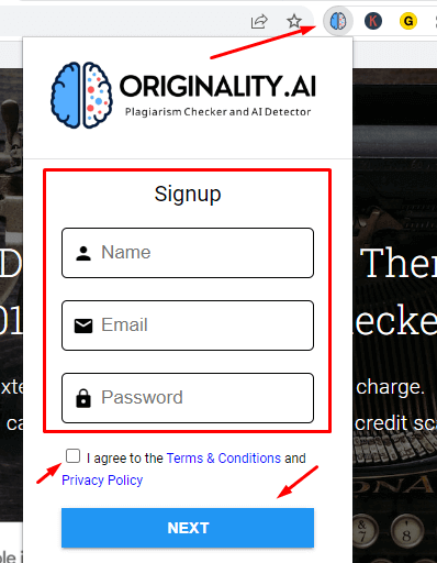 originalityai trial sign up