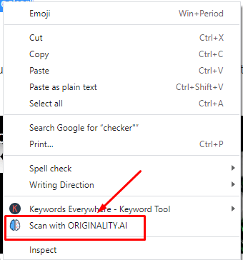 A screenshot of originality ai chrome extension 
