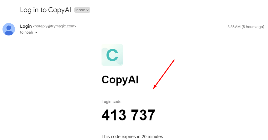 copyai login code