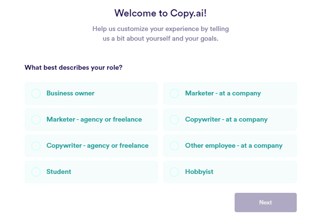 welcome to copy.ai questions