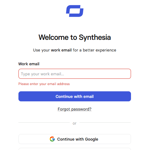 synthesia ai sign up email