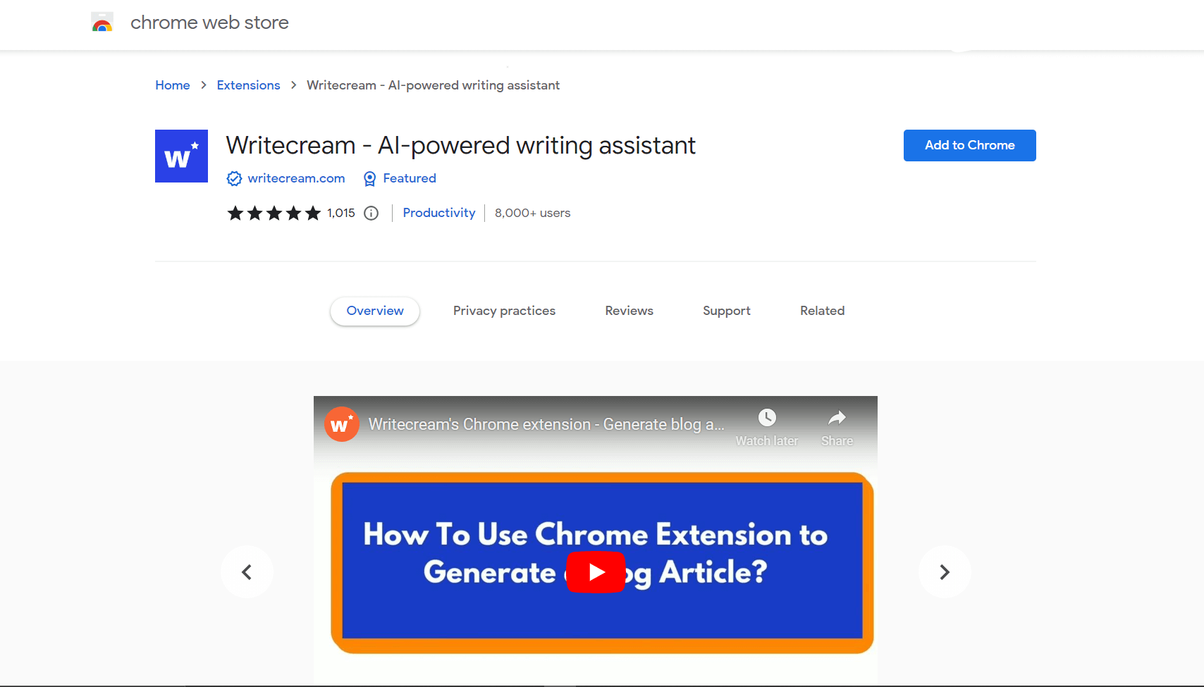 writecream chrome extension