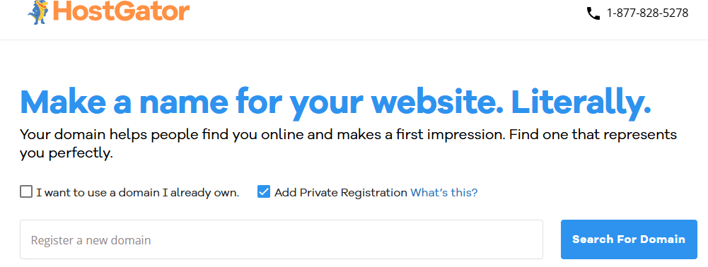 choose domain name from hostgator