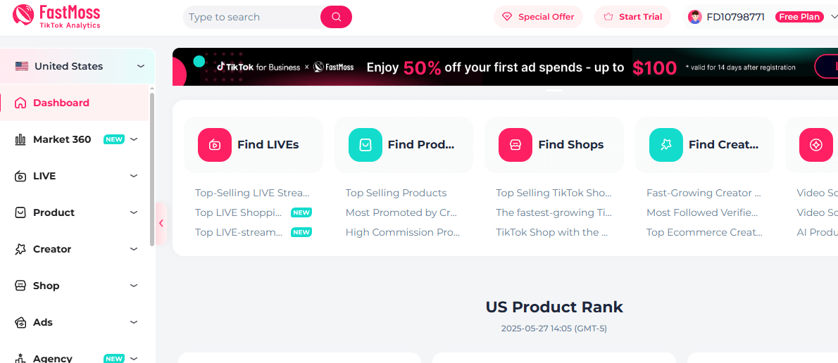 fastmoss vs kalodata dashboard