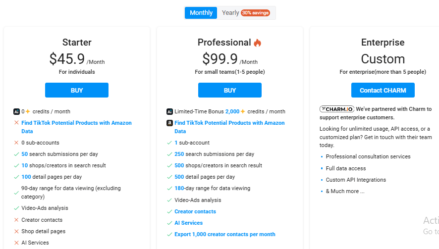 kalodata pricing kalodata pricing table