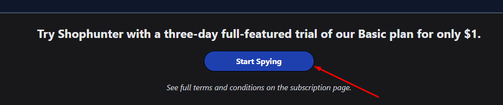 shophunter free trial start spying button shophunter free trial start spying button