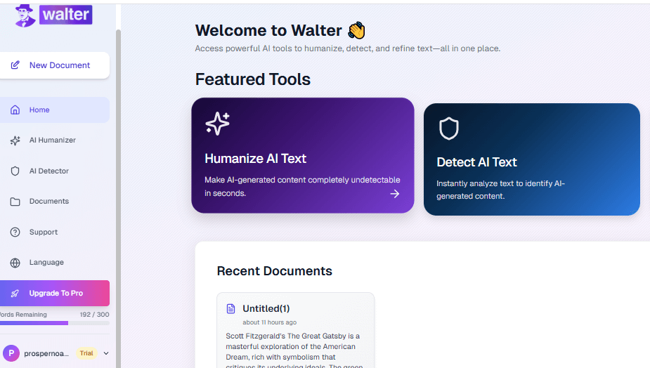 what else Walter Writes AI dashboard