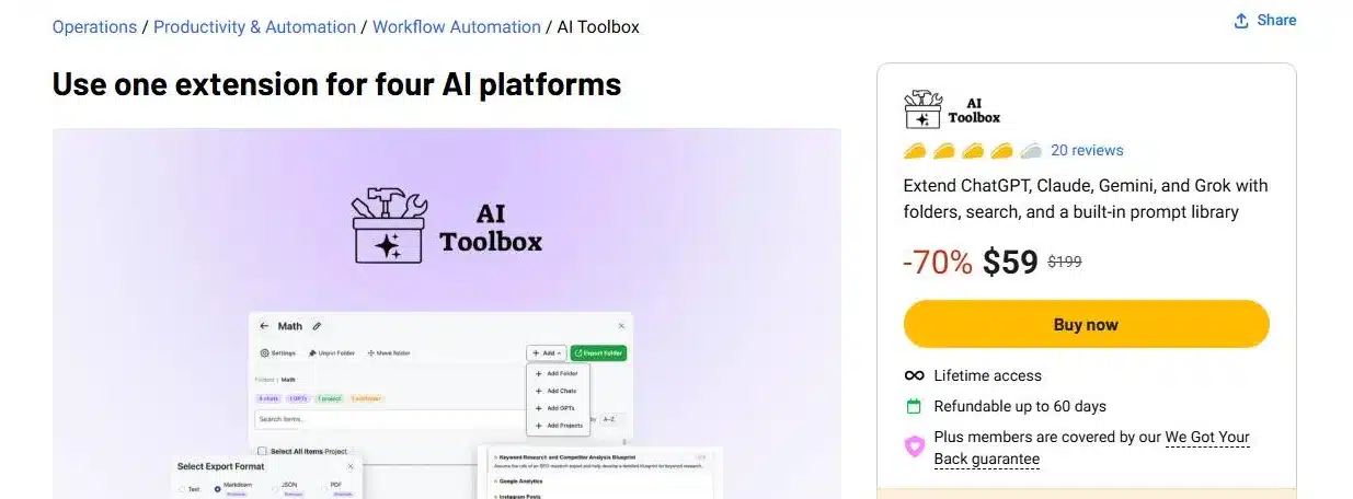 AI Toolbox lifetime deal on AppSumo for ChatGPT, Claude, Gemini and Grok