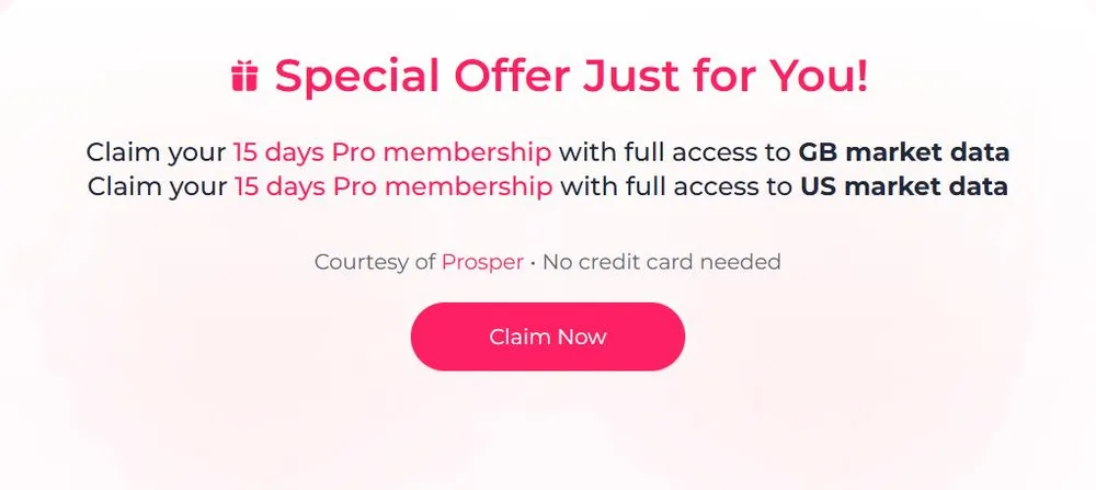 FastMoss special offer page: claim 15 days Pro membership, no credit card needed