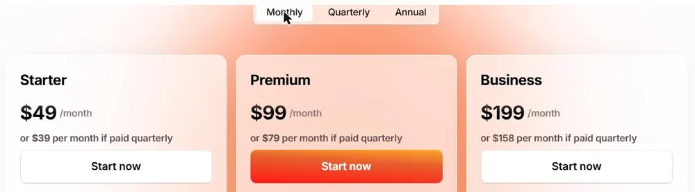 Minea pricing per month 2026: Starter, Premium and Business plans